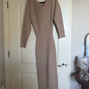 Knit off-shoulder sweater maxi dress